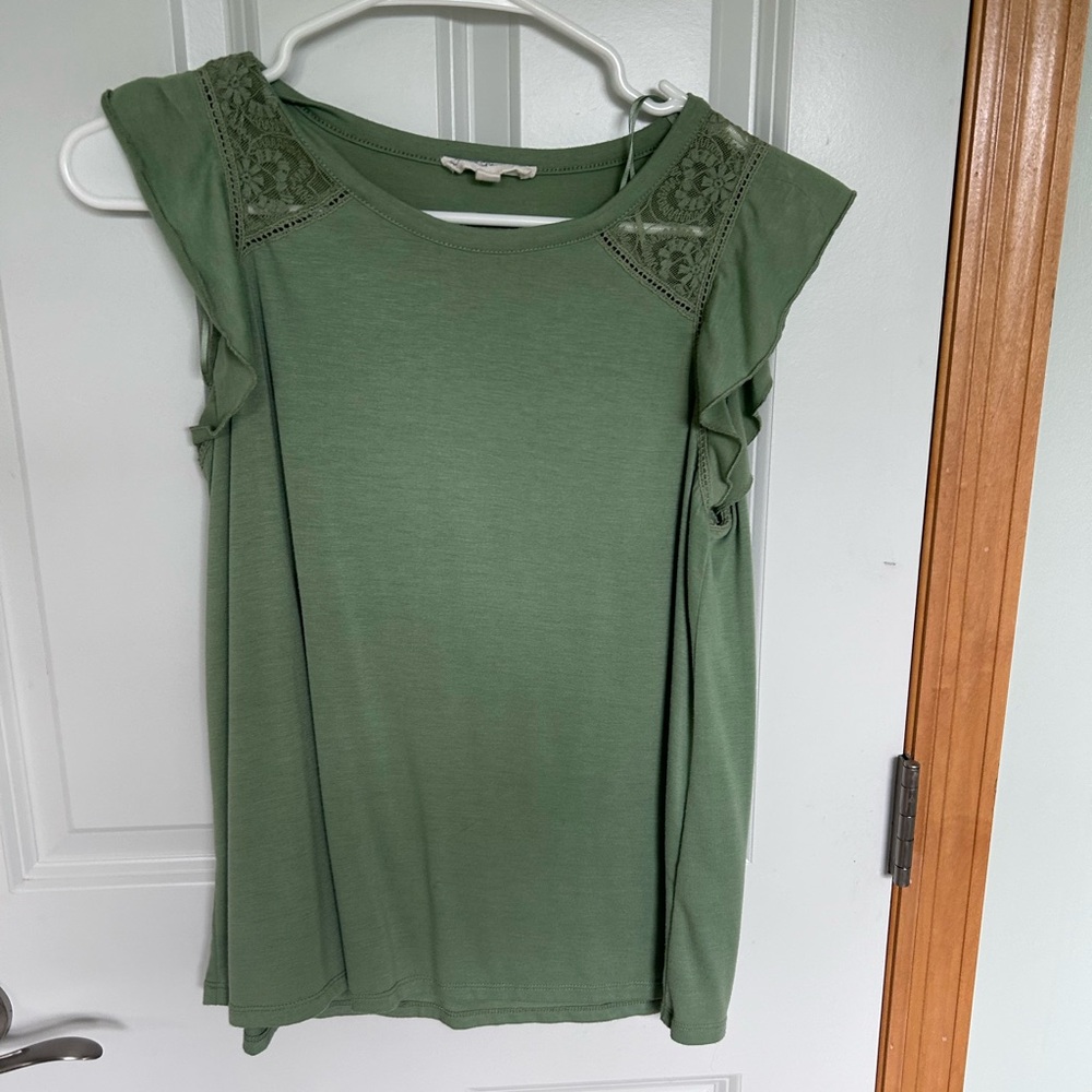 Cloud Chaser Green Cap Sleeve Boxy Blouse